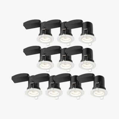 The Range Set Of 10 Fire Downlight Recessed Rated Downlights - White Paint