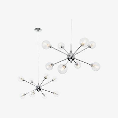 The Range Modern 8 Way Polished Chrome Ceiling Pendant Light Fitting With Glass Shades - Silver