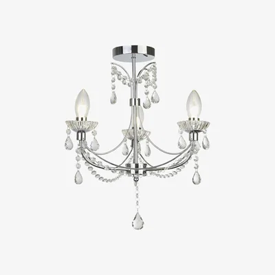 The Range Autumn 3 Light Bathroom Chandelier Chrome, Crystal ,Glass IP44, G9 - Chrome
