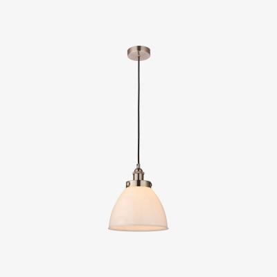 The Range Rowan 1 Light Pendant Gloss Opal Duplex Glass, Satin Nickel Plate, E27 - Satin Nickel Plate
