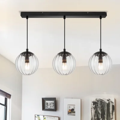 The Range COSYLYTE Kingston 3 Light Glass Bar Pendant Light - Matt Black