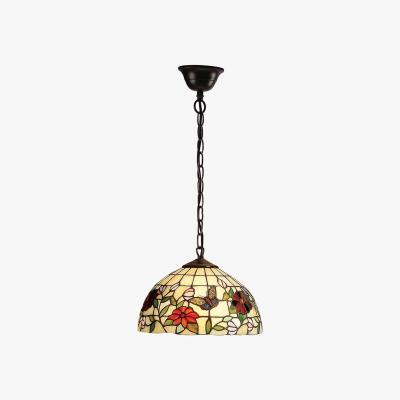 The Range Butterfly 1 Light Small Ceiling Pendant Bronze, Tiffany Style Glass, E27 - Bronze