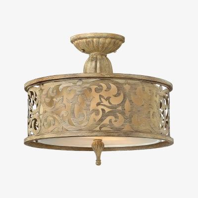 The Range Carabel 2 Light Small Semi Flush Ceiling Light Brushed Champagne, E27 - Brushed Champagne