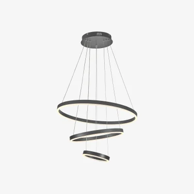 The Range Modern 3 Ring Aluminum Round Hanging LED Pendant Light - Black