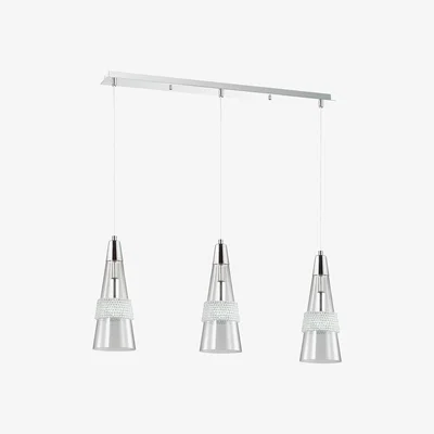 The Range Emilia Ceiling Pendant 3 Light E14 Linear Polished Chrome, Crystal - Polished Chrome