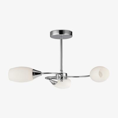 The Range Denia Semi Flush Ceiling 3 Light E14 Polished Chrome, Opal Glass - Polished Chrome / 56cm