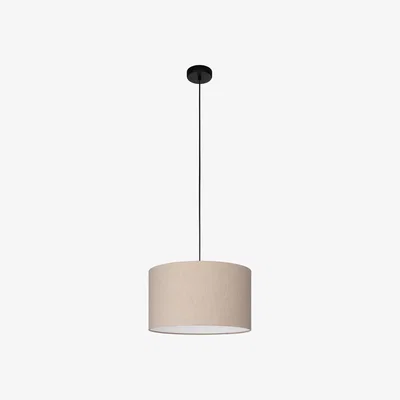 The Range EGLO Feniglia Natural Linen Drum-Shaped Pendant Light - Black