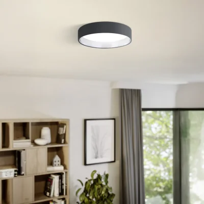 The Range EGLO Palomaro Fabric Flush LED Warm White Ceiling Light, Grey, 32cm - White