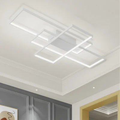The Range Large Dimmable Geometric LED Semi Flush Ceiling Light - White