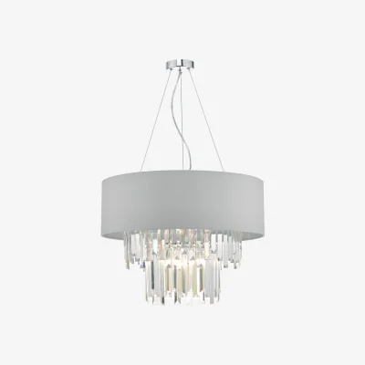 The Range Halle 6 Light Crystal Pendant Grey Shade