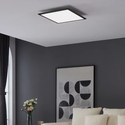 The Range EGLO Salobrena 1 Ultra-Slim Modern Black Square LED Ceiling Light WBS - Black