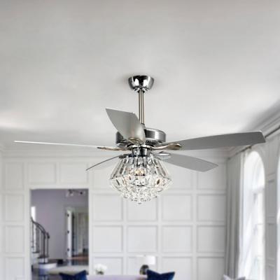 The Range Modern 5-Blade Chandelier Ceiling Fan Crystal Light With Remote Control - Silver