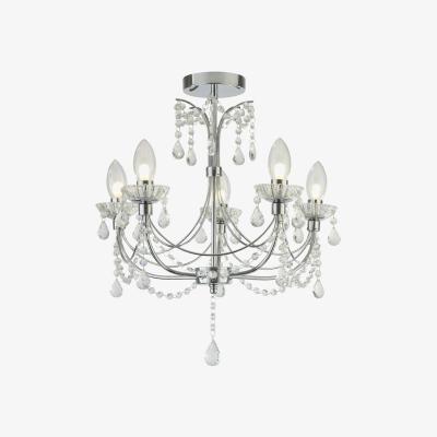 The Range Autumn 5 Light Bathroom Chandelier Chrome, Crystal ,Glass IP44, G9 - Chrome