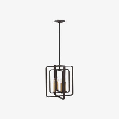 The Range Quentin 4 Light Cage Ceiling Pendant Chandelier Bronze, E14 - Bronze