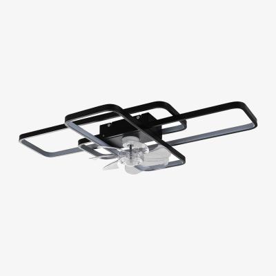 The Range Geometric Style Dimmable LED Ceiling Fan Light with Remote - Black