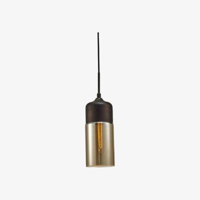 The Range Mia Tube Ceiling Pendant 1 Light E27 Polished Chrome, Black, Smoke Glass - Black