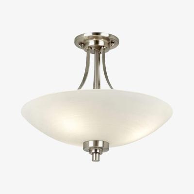 The Range Hilton 3 Light Satin Chrome Semi Flush Ceiling Fitting - Silver