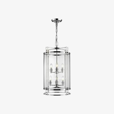 The Range Eaton Ceiling Pendant Lantern 6 Light Polished Chrome, Glass - Polished Chrome