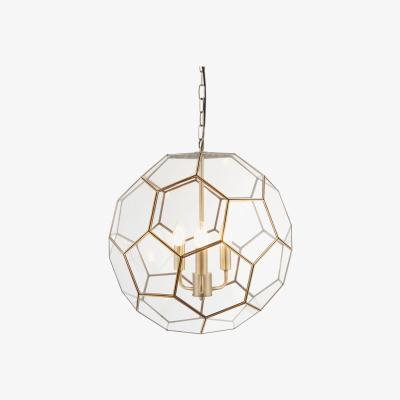 The Range Miele 3 Light Spherical Pendant Antique Brass, Glass, E14 - Clear Glass