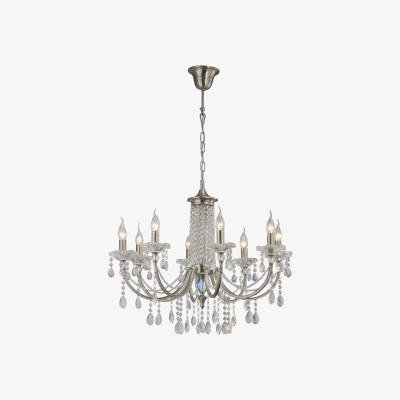 The Range Leana Ceiling Pendant Chandelier 8 Light Satin Nickel, Crystal - Satin Nickel