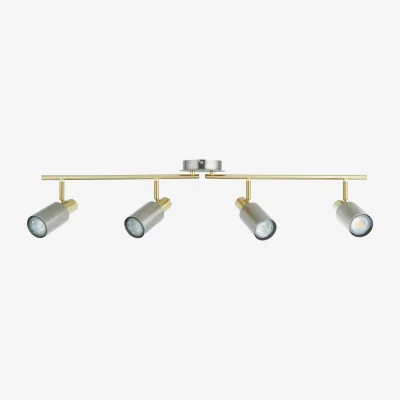The Range Collin 4lt Ceiling Spotlight - Matt Nickel Plate With Brushed Brass Plate Detail