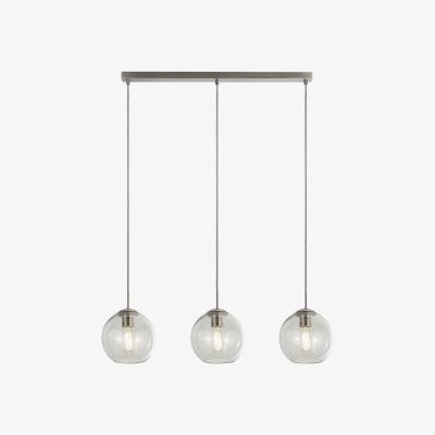 The Range 3 Light Pendant Bar Satin Silver, Glass Shade, E27 - Satin Silver