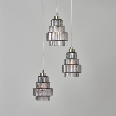 The Range Louisa Cluster Pendant with Smoke Glass Shade - Satin Nickel