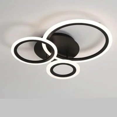 The Range Ceiling Light Black 3 Rings - Black
