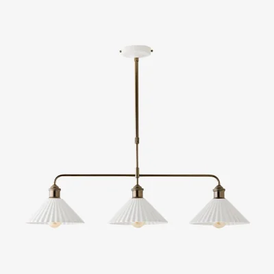 The Range Burford Ceramic Ribbed 3 Drop Diner Bar Ceiling Light - Cream
