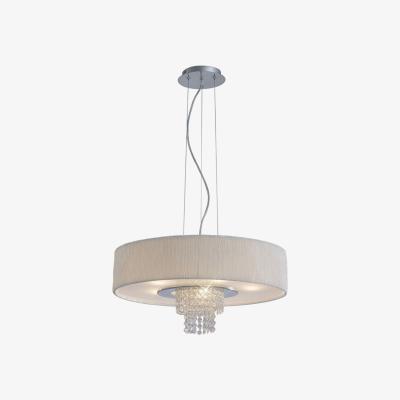 The Range Nerissa Ceiling Pendant with White Shade 6 Light Polished Chrome, Crystal - Polished Chrome