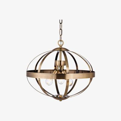 The Range Healey 3 Light Cage Ceiling Pendant Antique Brass, E14 - Antique Brass