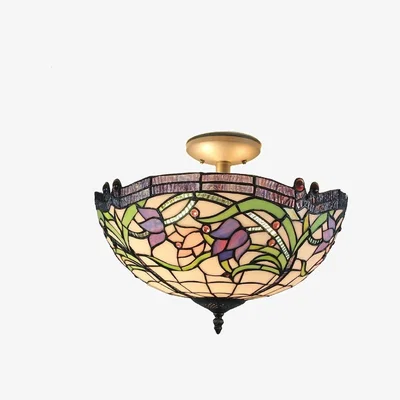 The Range BELOFAY Tiffany Ceiling Light Stained Glass Handmade Ceiling Lights - Multicolor / 41cm