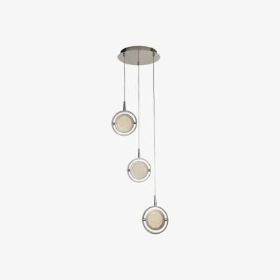 The Range Gyroscope 3 Light Mu Lighti Drop LED Ring Pendant Chrome, Crystal Sand 3000K - Chrome