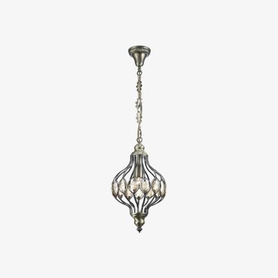 The Range Marisa Ceiling Pendant 1 Light E27 Antique Brass, Amber Crystal - Antique Brass