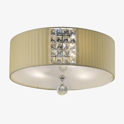 The Range Evelyn Flush Ceiling Round with Cream Shade 3 Light Polished Chrome, Crystal - Polished Chrome