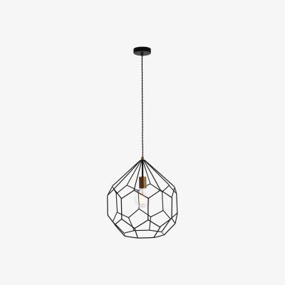 The Range Deco 1 Light Pendant Matt Black, Satin Gold Paint, E27 - Satin Gold Paint