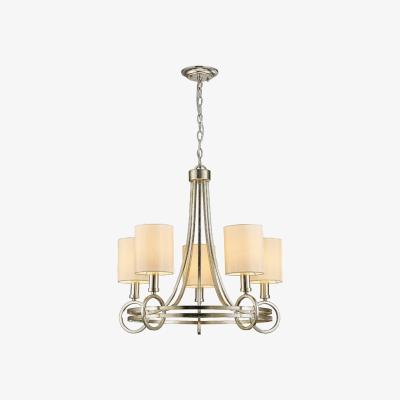 The Range Isabella Ceiling Pendant, Beige Shade E14 Antique Silver, Teak Plated - Antique Silver / 64cm