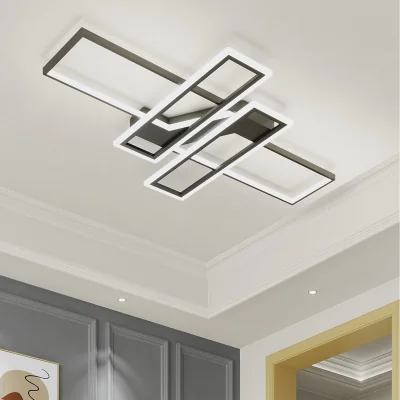 The Range Large Geometric Black Frame LED Ceiling Light - Black
