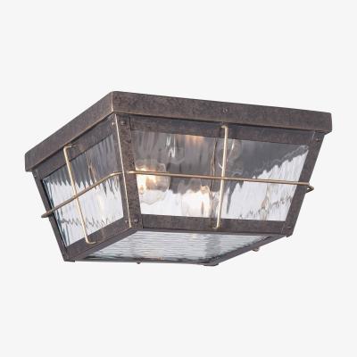 The Range Cortland 2 Light Outdoor Flush Mount - Imperial Bronze Finish, E27 - Bronze