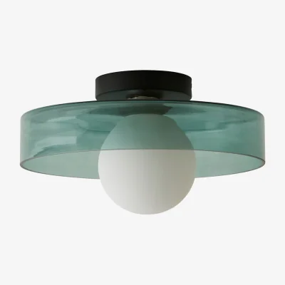 The Range Newbury Glass IP44 Flush Ceiling Light - Green / Yes - Green