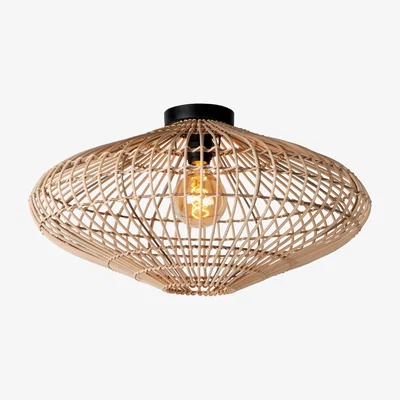 The Range Magali Scandinavian Flush Ceiling Light Light Wood - Black