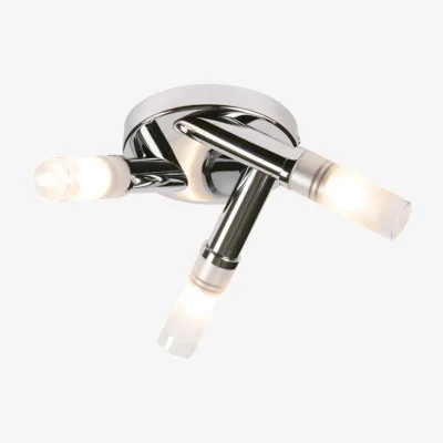 The Range Trio 3lt Bathroom Ceiling Flush Light - Polished Chrome Plate And Frosted Glass Diffuser
