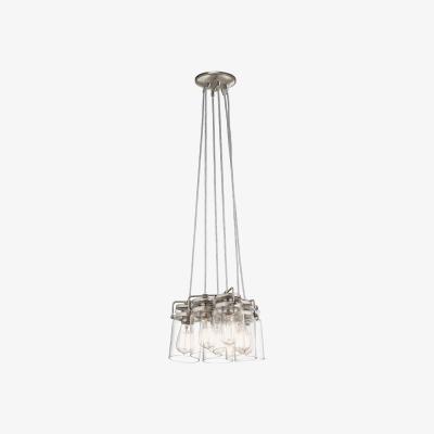 The Range Brinley 6 Light Cluster Pendant Brushed Nickel, E27 - Brushed Nickel