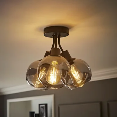 The Range Bellamy 3 Way Bubble Cluster Flush Ceiling Light - Black / No