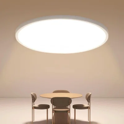The Range GOECO Round LED Ceiling Light 40cm 36W IP44 3000K Warm Light for Bathroom - White