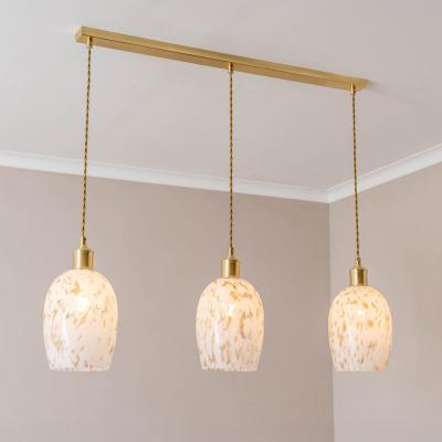 The Range India Confetti Glass 3 Drop Bar Ceiling Pendant Light with LED Bulbs - Brushed Gold