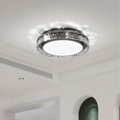 The Range Round Acrylic Flush-Mounted LED Ceiling Light - Black