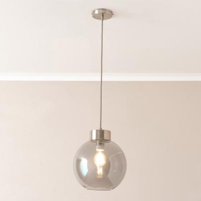 The Range Bellamy Smoked Glass Capped Ceiling Pendant Light with LED Bulb - Brushed Chrome