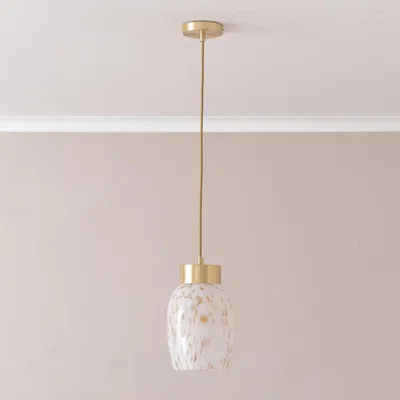 The Range India Confetti Glass Capped Ceiling Pendant Light - Brushed Gold