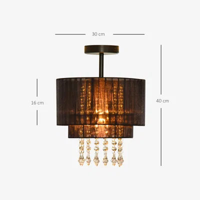 The Range Metal Vintage Ceiling Light with Acrylic Crystal Pendants  - Black